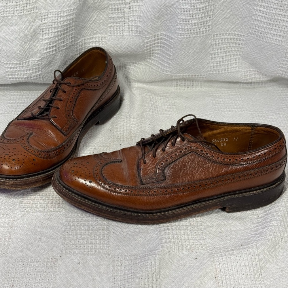 Vintage Florsheim‎ Imperial 93602 Brown Wingtip 5 Nail Shoes Size 7.5 D EUC
